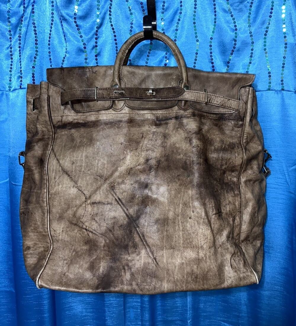 Gurs Leather 1970’s Vtg Leathers Cowhide Carry On Bag Patina Made In Argentina